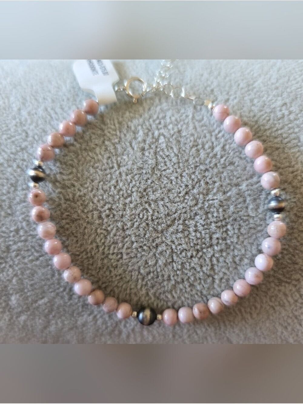 Navajo Desert Pearls & Rhodonite Silver Bracelet